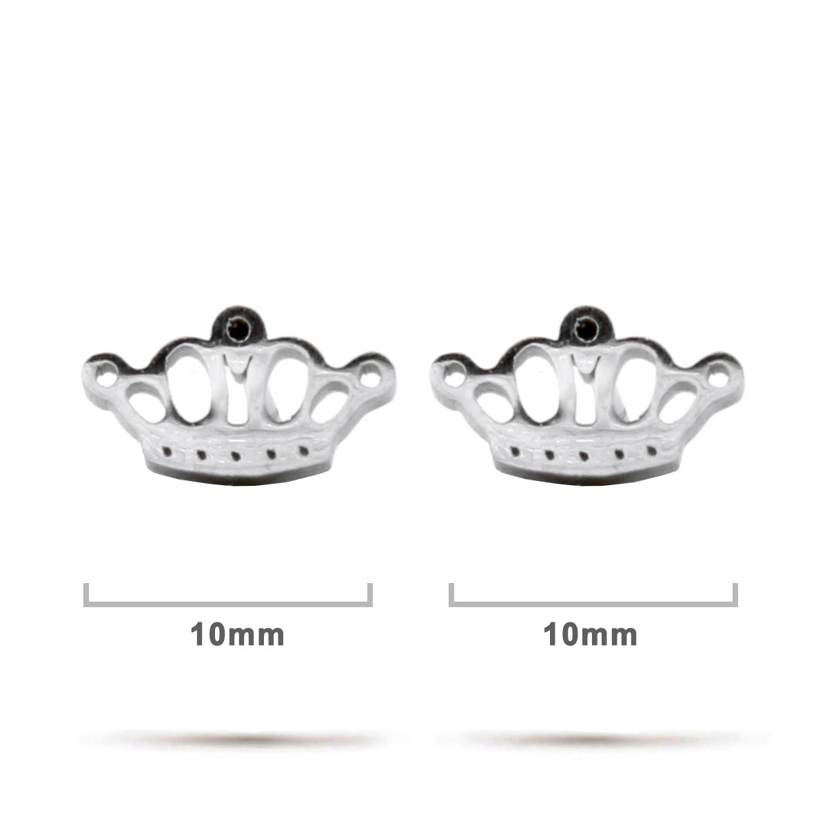 Aretes Acero Inox Plateado Tipo Broquel Diseno Corona