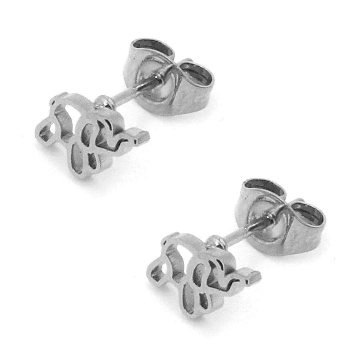 Aretes Acero Inox Plateado Tipo Broquel Elefante Globo 2