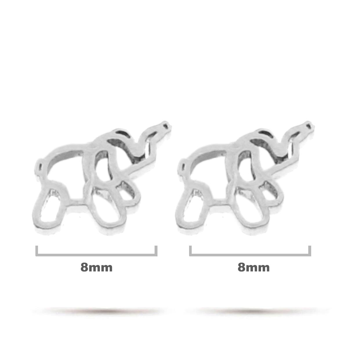 Aretes Acero Inox Plateado Tipo Broquel Elefante Globo