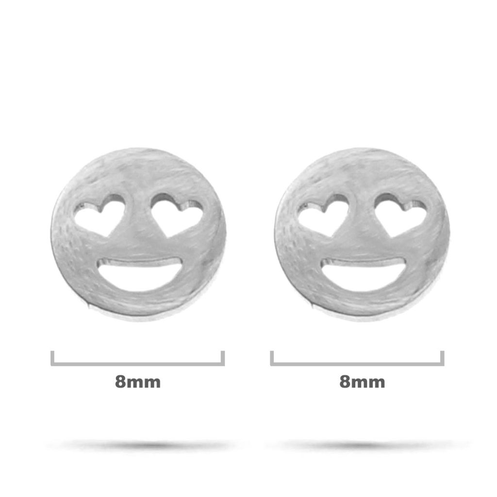 Aretes Acero Inox Plateado Tipo Broquel Emoticon Carita