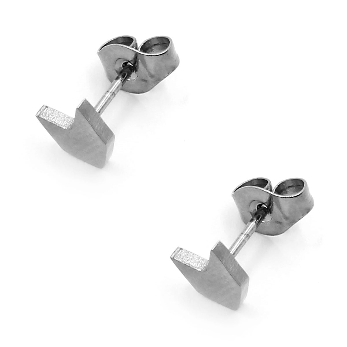 Aretes Acero Inox Plateado Tipo Broquel Flecha 5mm 2