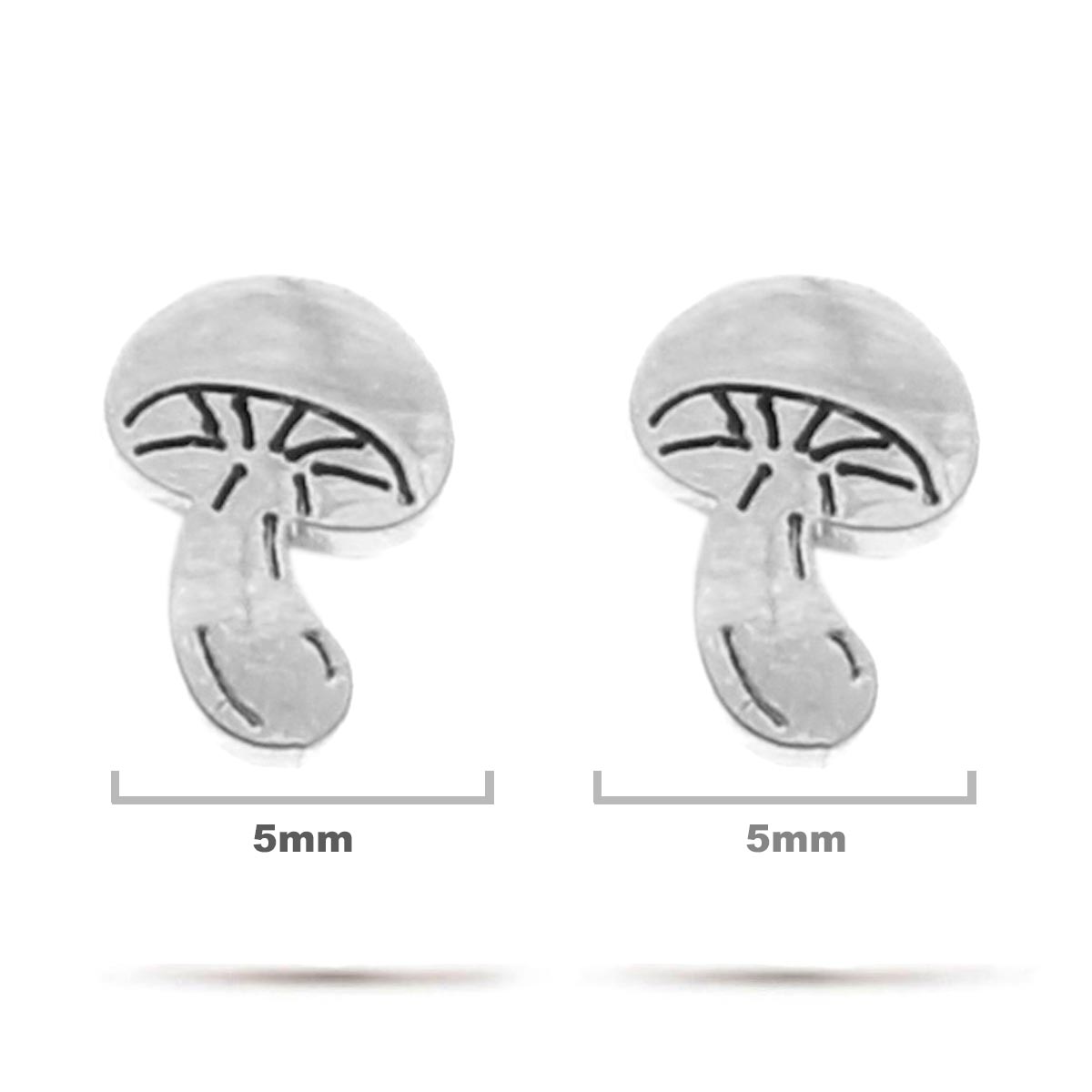 Aretes Acero Inox Plateado Tipo Broquel Hongos Champinon