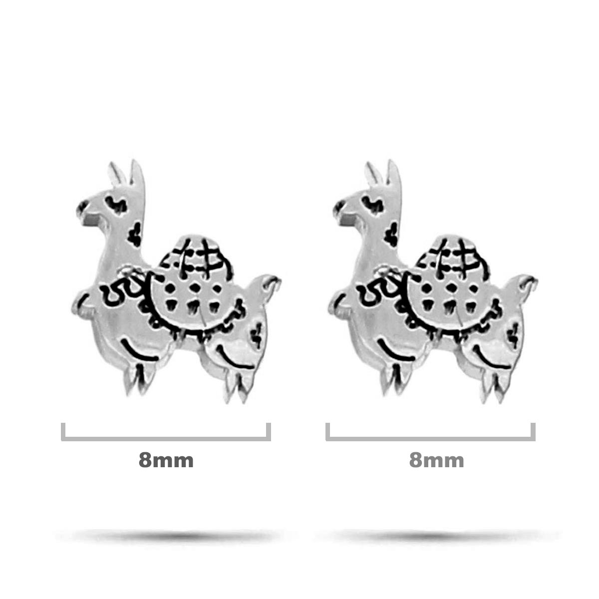 Aretes Acero Inox Plateado Tipo Broquel Llama Andina