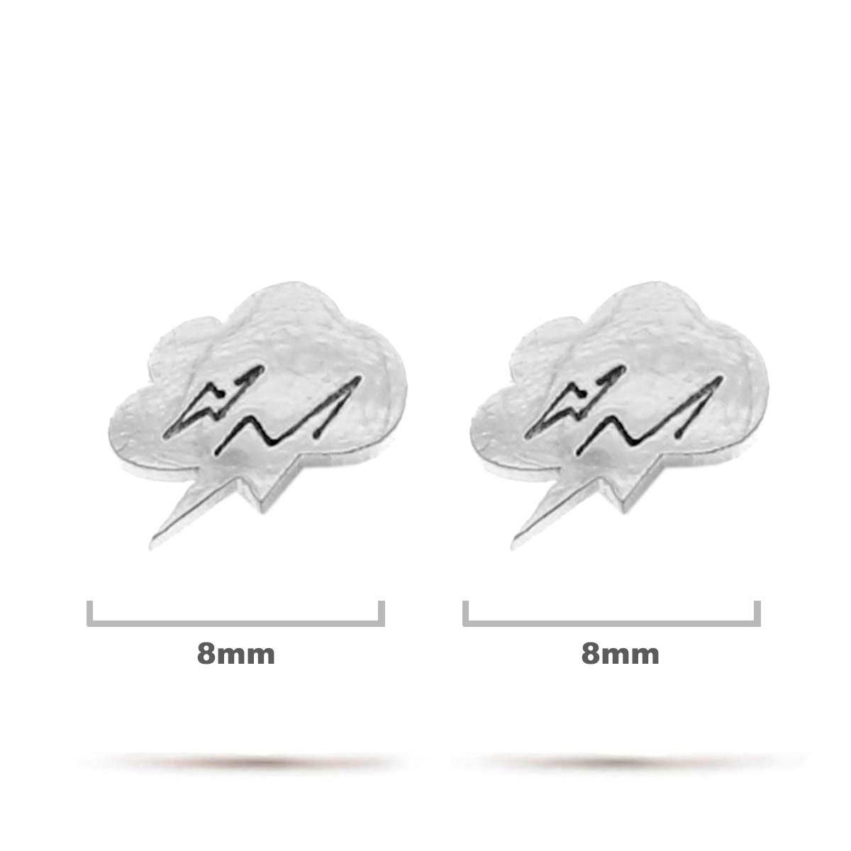 Aretes Acero Inox Plateado Tipo Broquel Nube Rayo