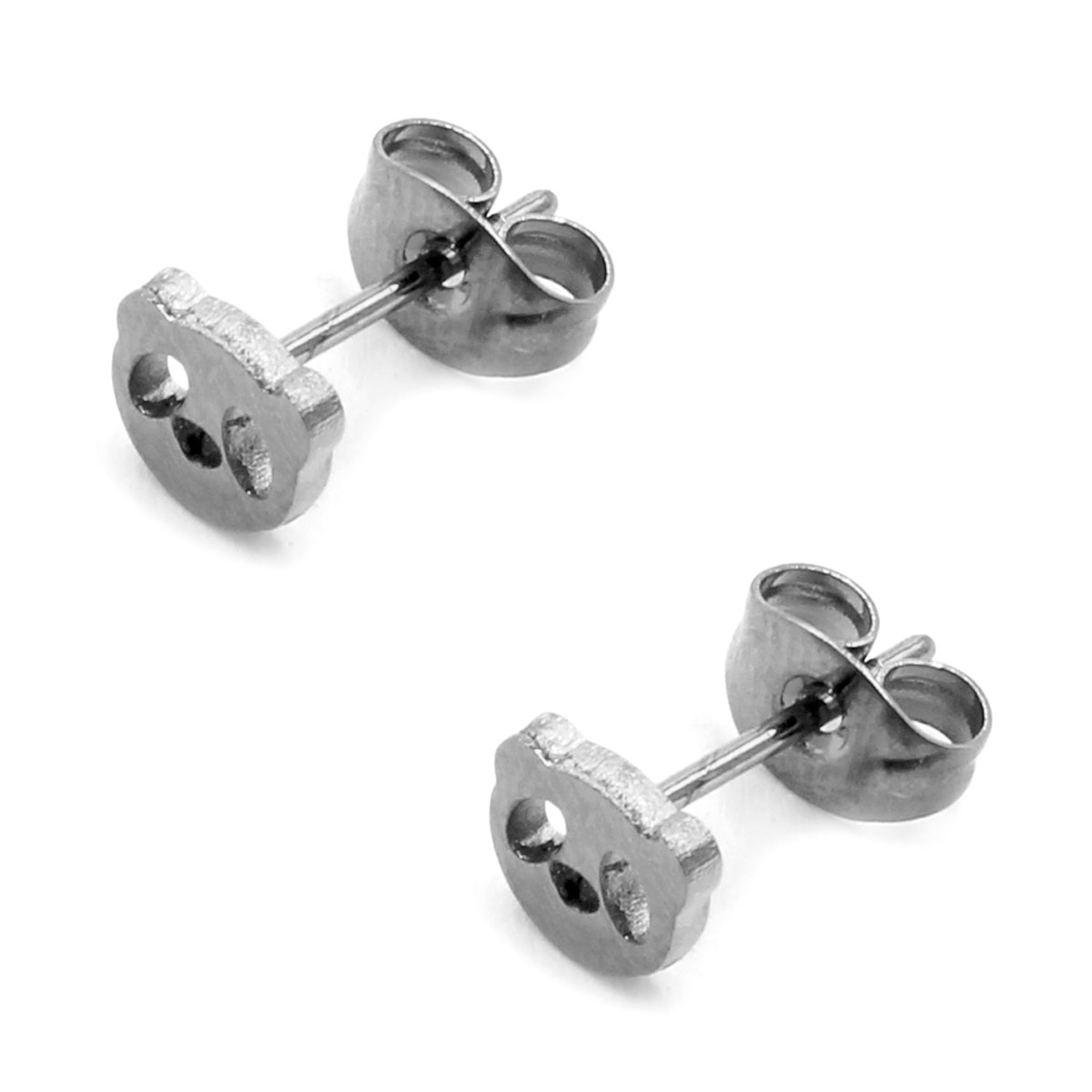 Aretes Acero Inox Plateado Tipo Broquel Oso Panda 2