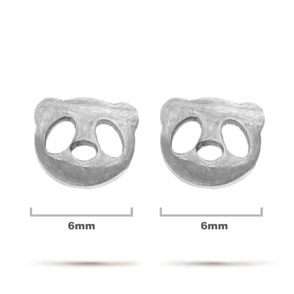 Aretes Acero Inox Plateado Tipo Broquel Oso Panda