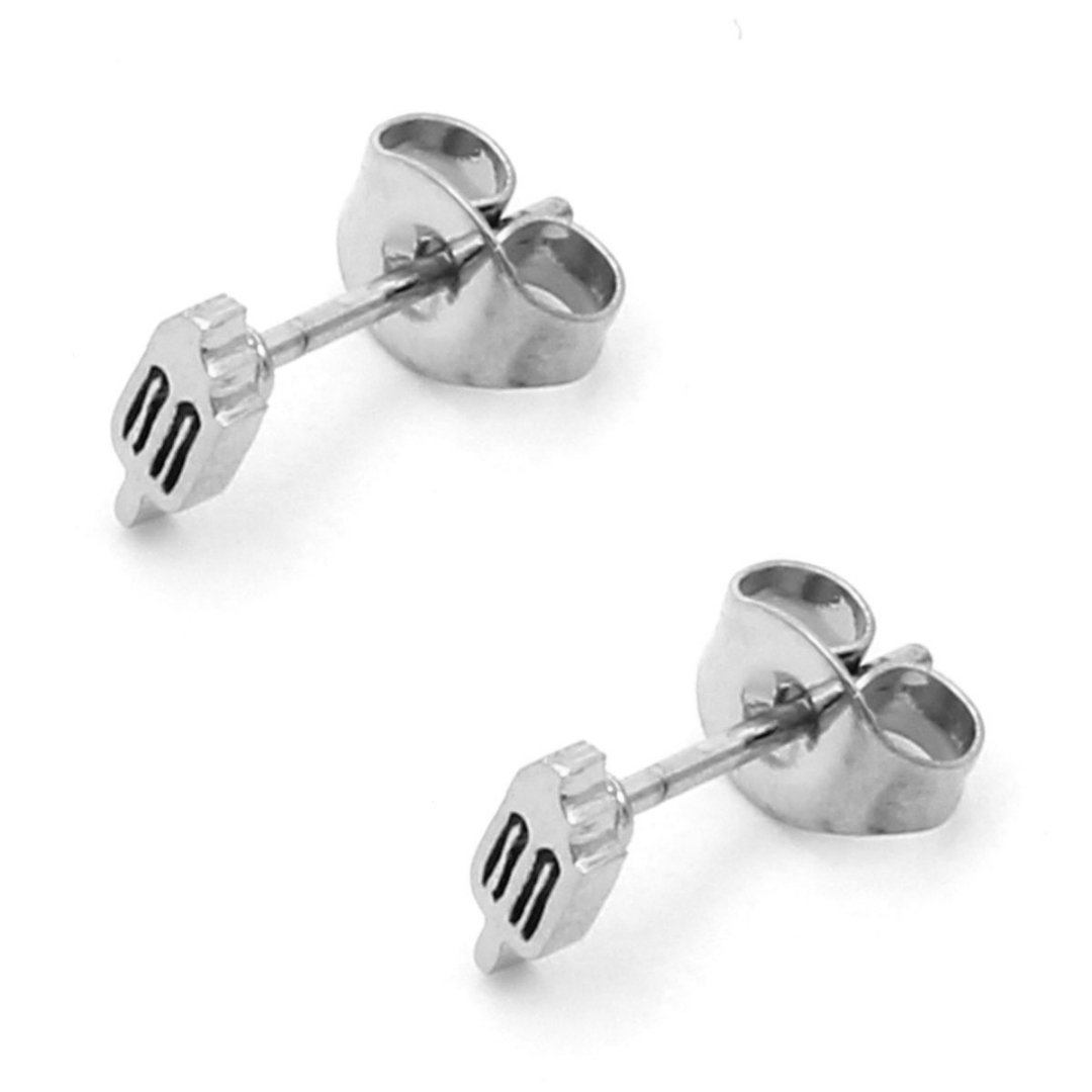 Aretes Acero Inox Plateado Tipo Broquel Paleta Hielo 2