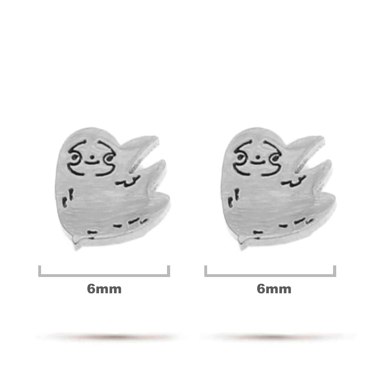 Aretes Acero Inox Plateado Tipo Broquel Perezoso Tierno