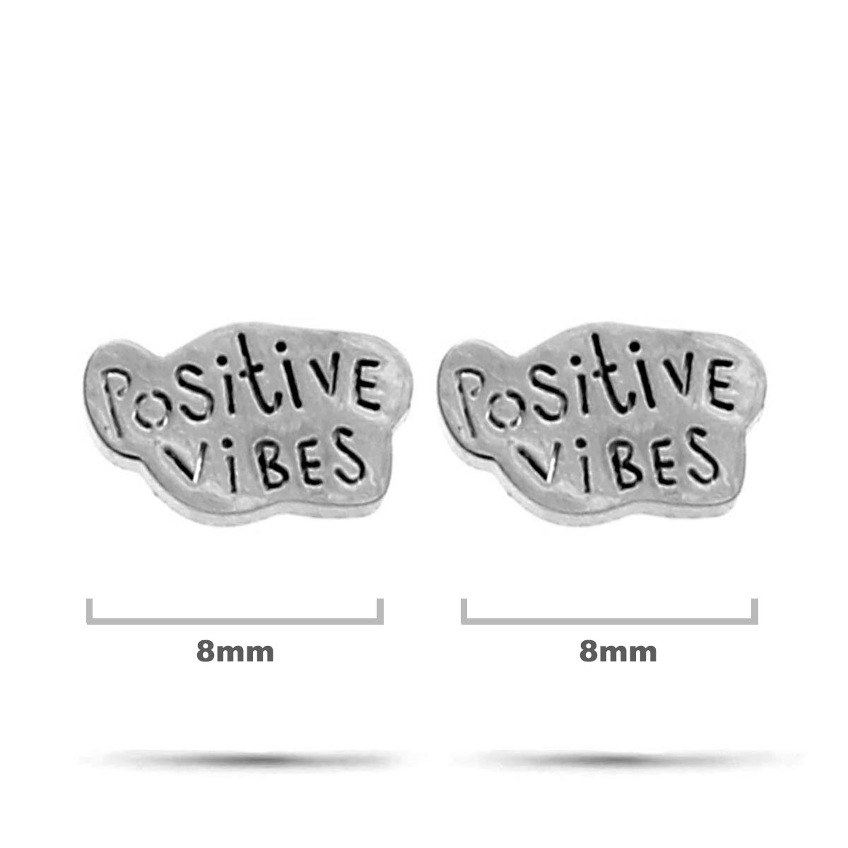 Aretes Acero Inox Plateado Tipo Broquel Positive Vibes