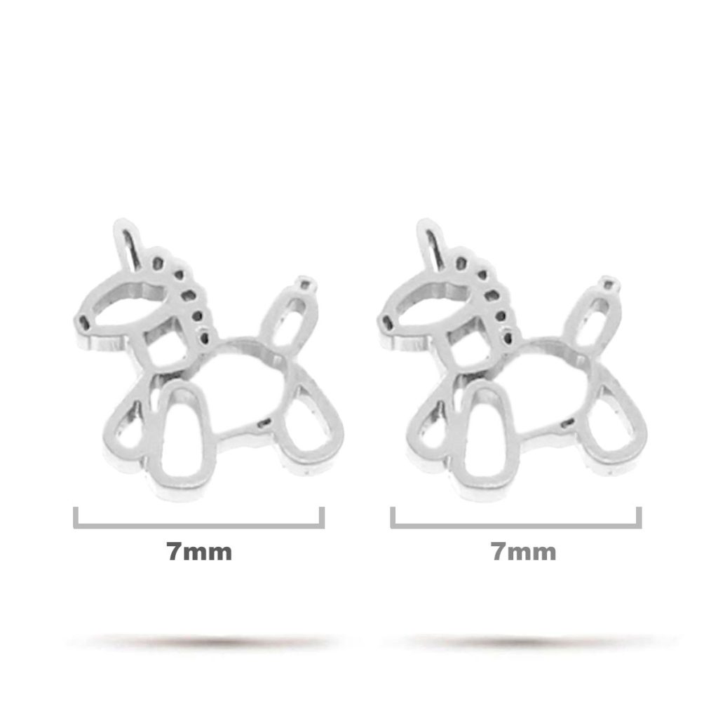 Aretes Acero Inox Plateado Tipo Broquel Unicornio Globo 1