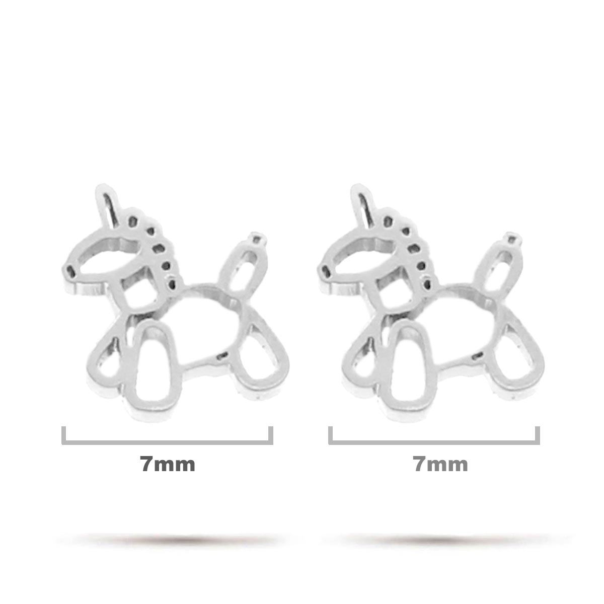 Aretes Acero Inox Plateado Tipo Broquel Unicornio Globo 1