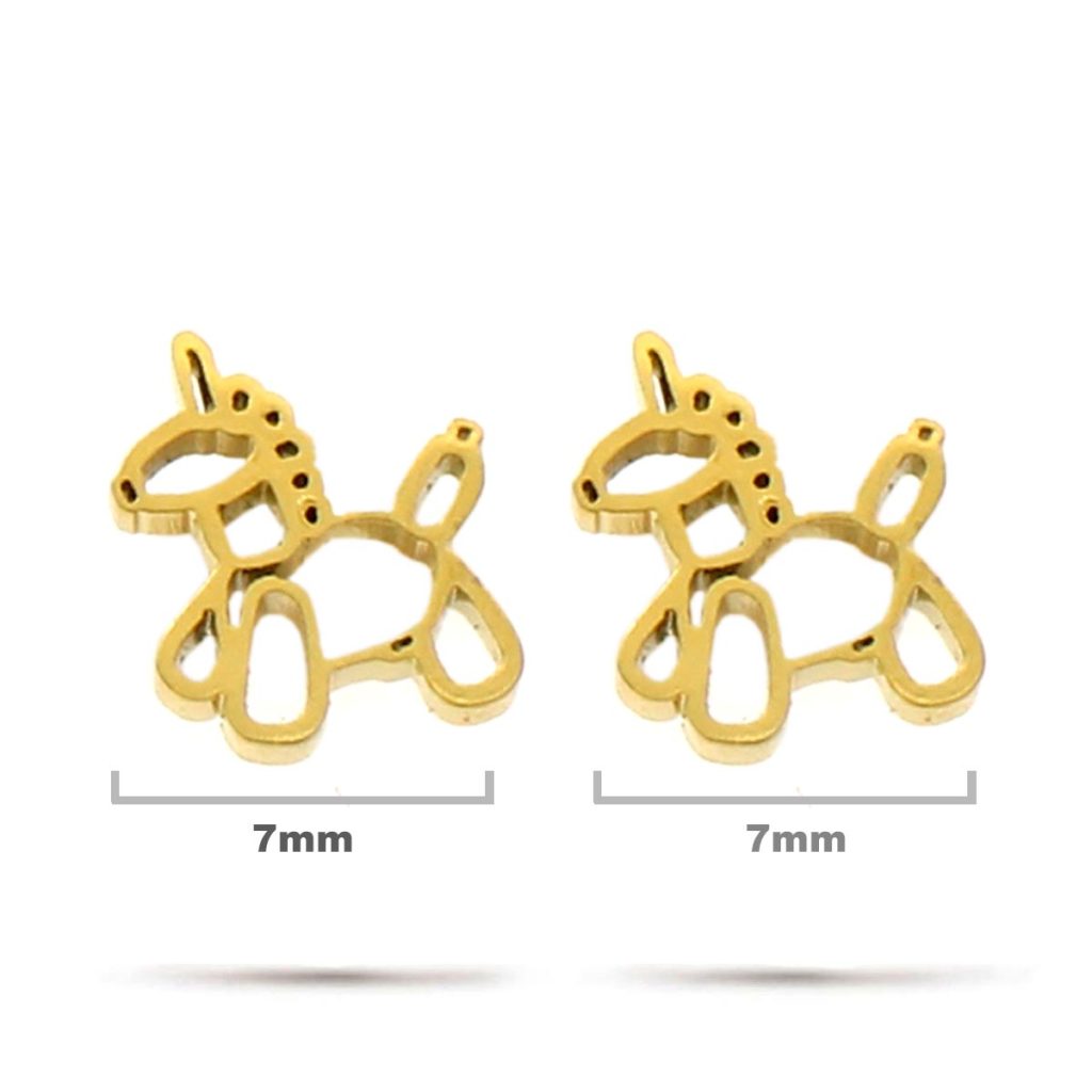 Aretes Acero Inox Plateado Tipo Broquel Unicornio Globo