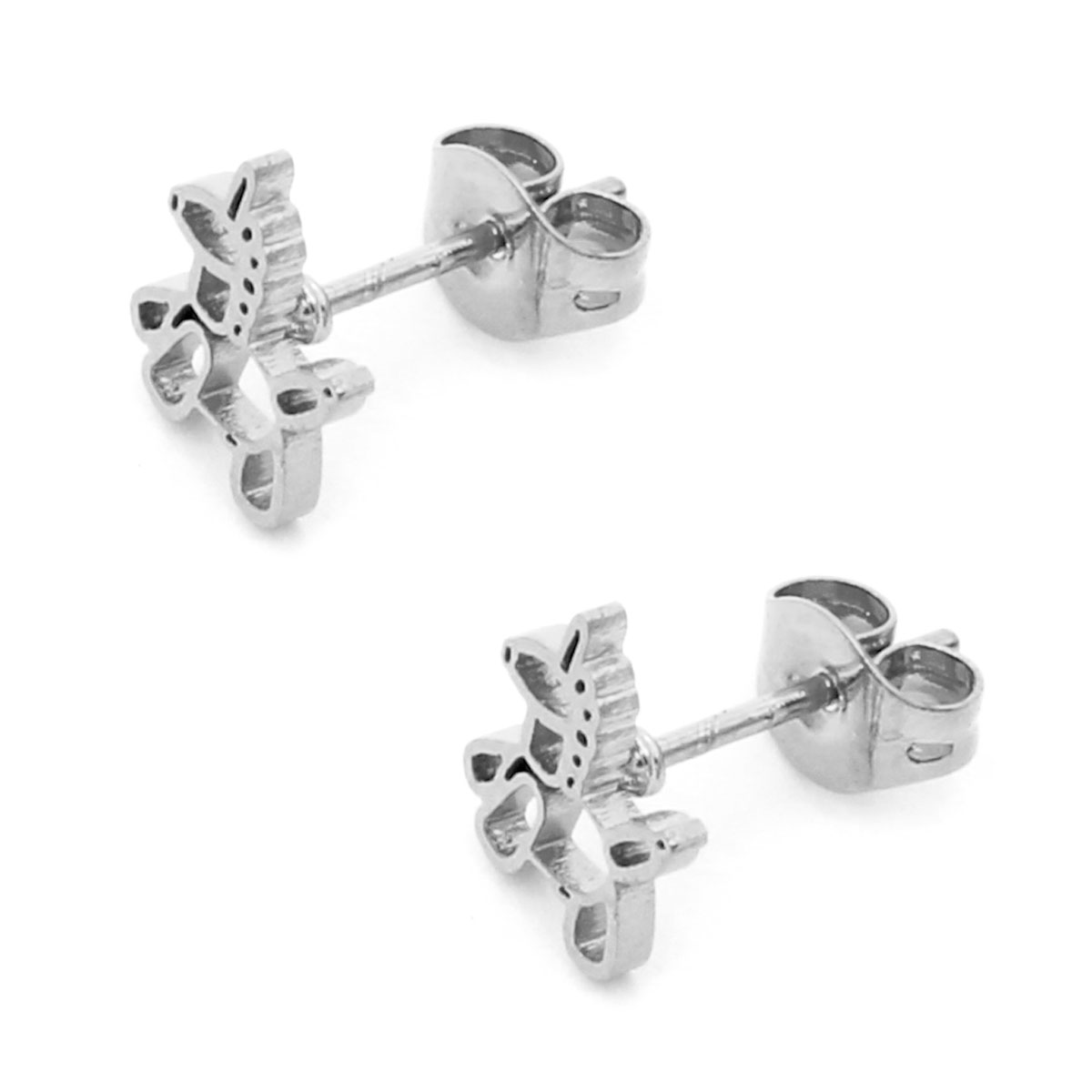 Aretes Acero Inox Plateado Tipo Broquel Unicornio Globo 2 1