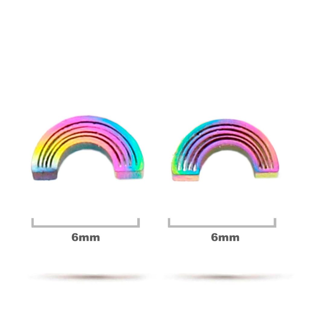 Aretes Acero Inox Tornasol Tipo Broquel Arcoiris Colores