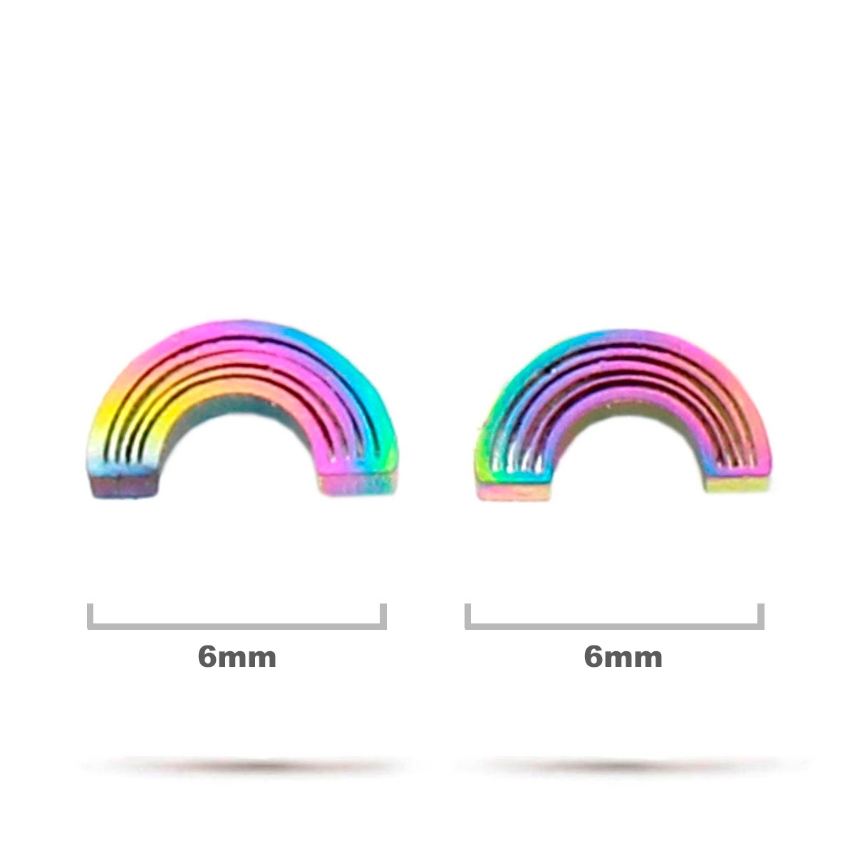Aretes Acero Inox Tornasol Tipo Broquel Arcoiris Colores