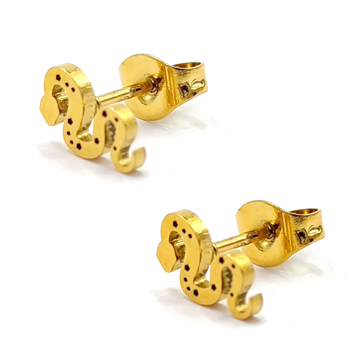 Aretes Acero Inoxidable Dorado Tipo Broquel Serpiente 2