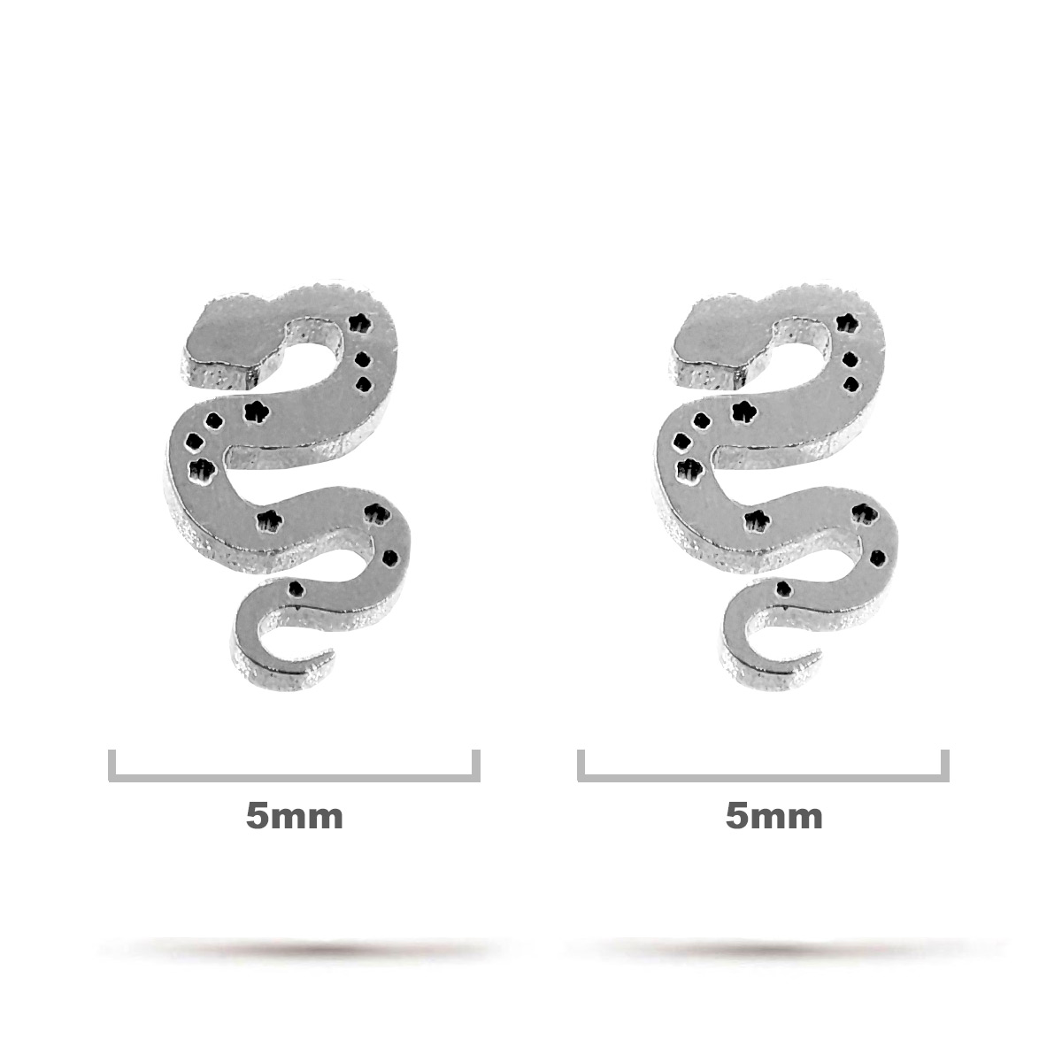 Aretes Acero Inoxidable Plateado Tipo Broquel Serpiente 1