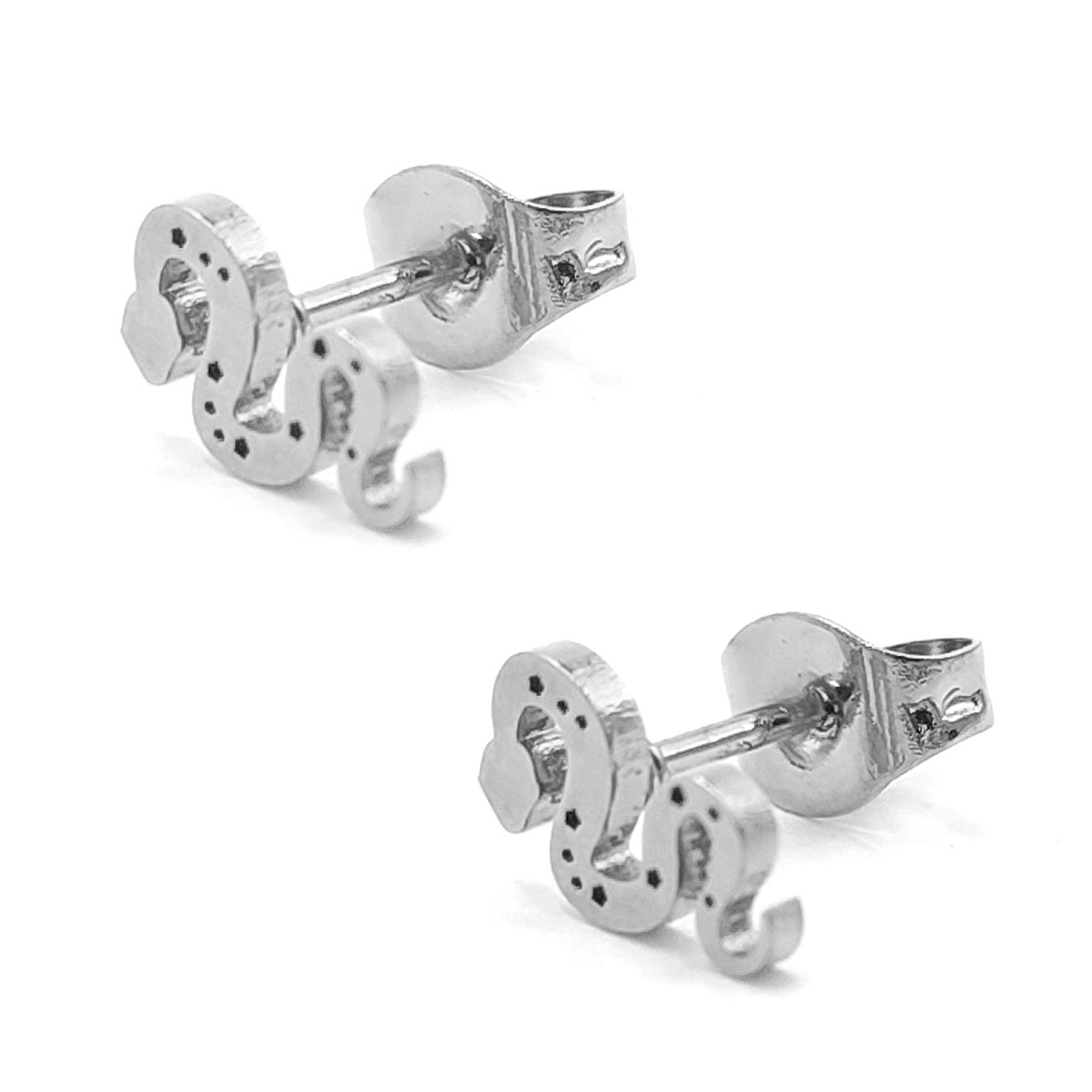 Aretes Acero Inoxidable Plateado Tipo Broquel Serpiente 2