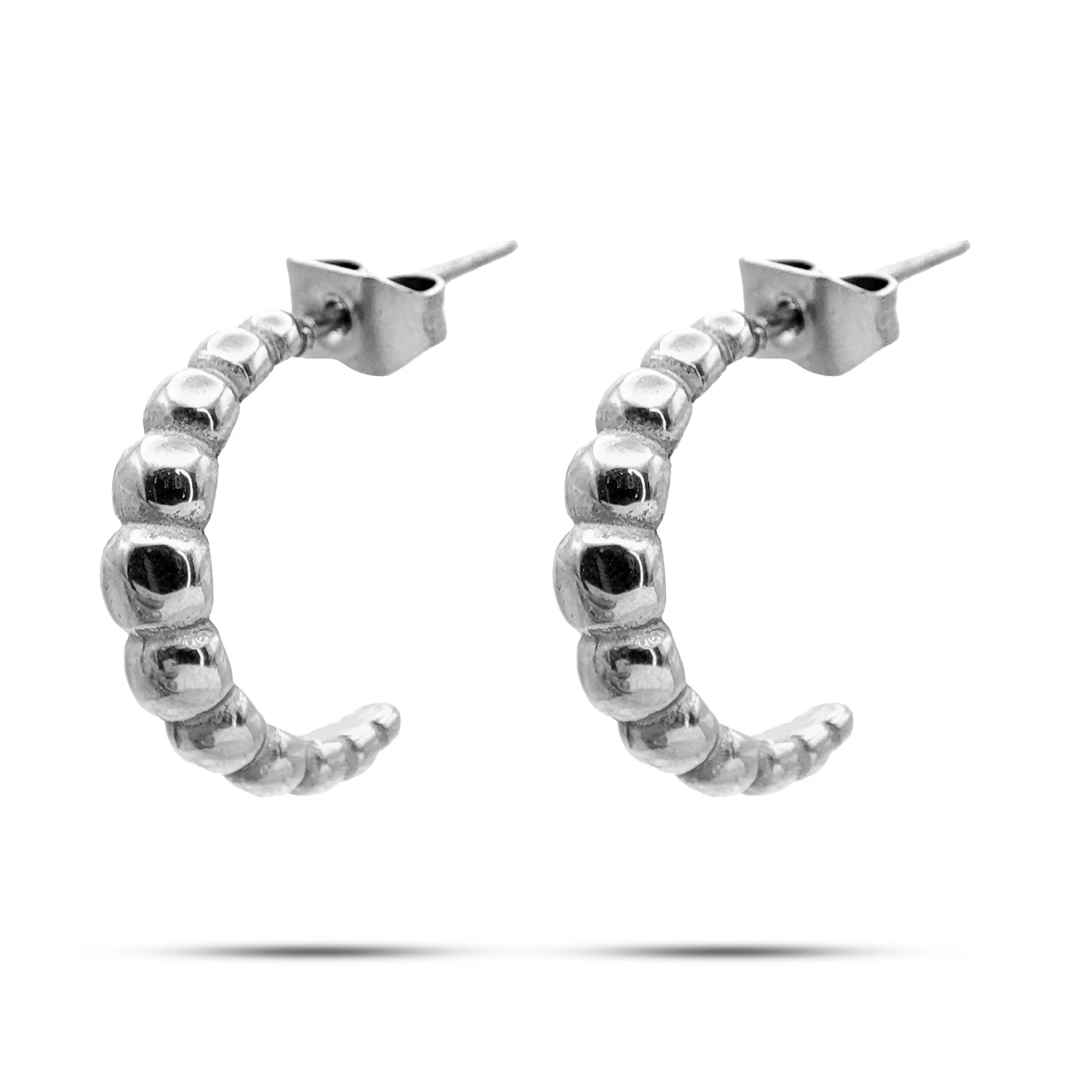 Aretes Acero Media Arracada Circulos Unidos 15 mm 2