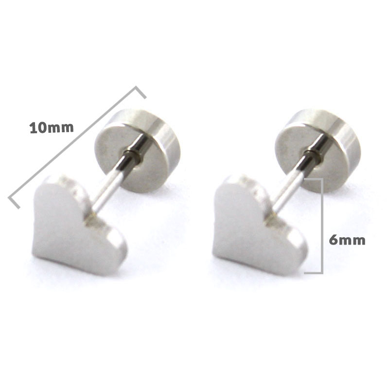 Aretes Acero Plaetado Tipo Broquel Dormilon Corazon Amor 2