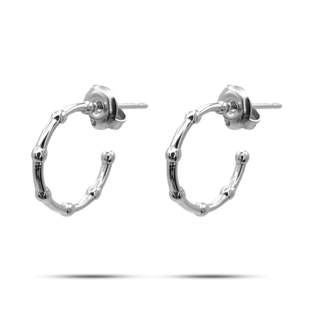 Aretes Acero Plateado Arracada Pequena con Balines 15 mm 7