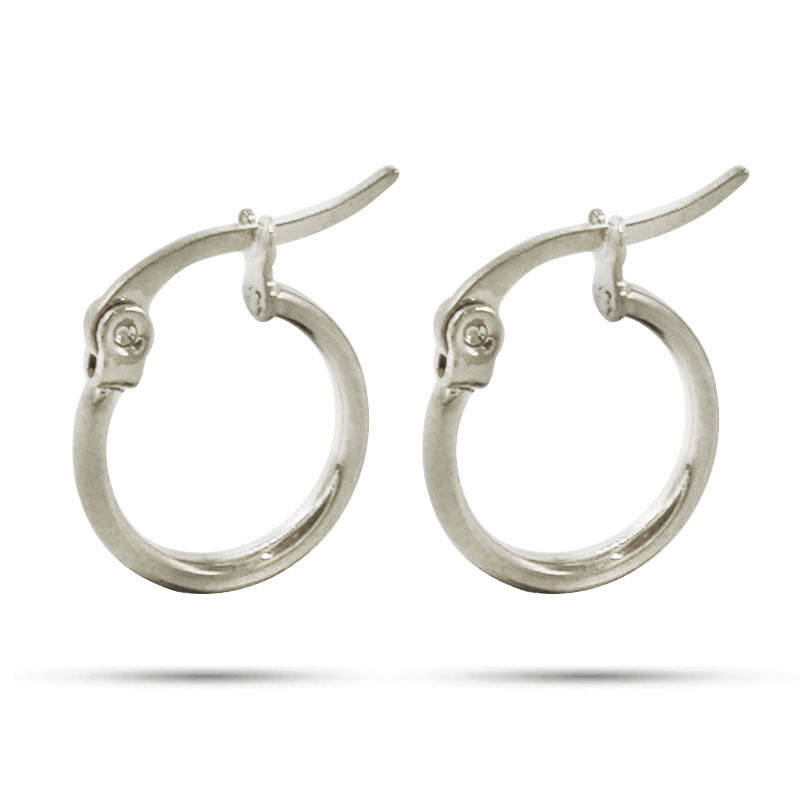 Aretes Acero Plateado Arracadas lisas Tubular 13mm