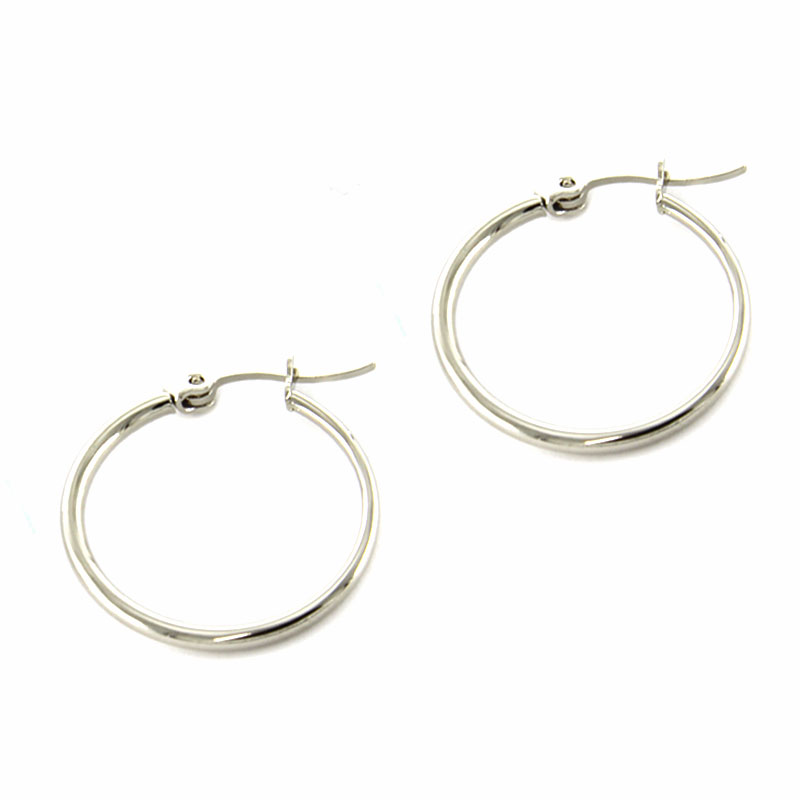 Aretes Acero Plateado Arracadas lisas Tubular 22mm 2