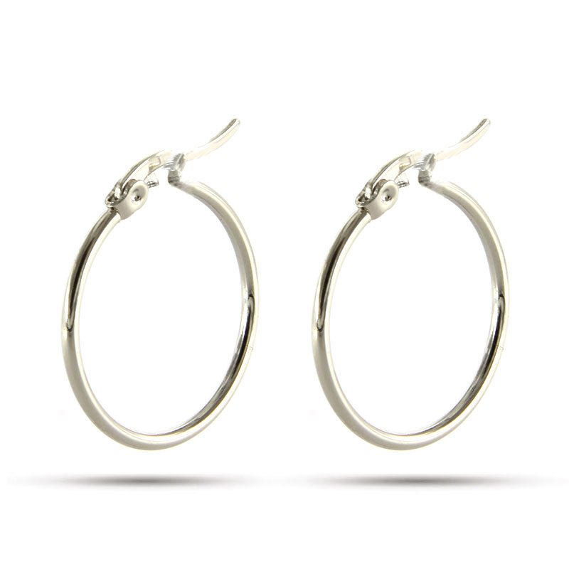 Aretes Acero Plateado Arracadas lisas Tubular 22mm