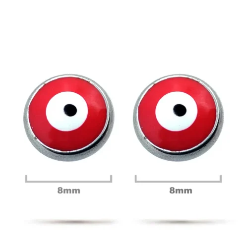 Aretes-Acero-Plateado-Broquel-Ojo-Turco-Rojo-8mm-Proteccion.webp