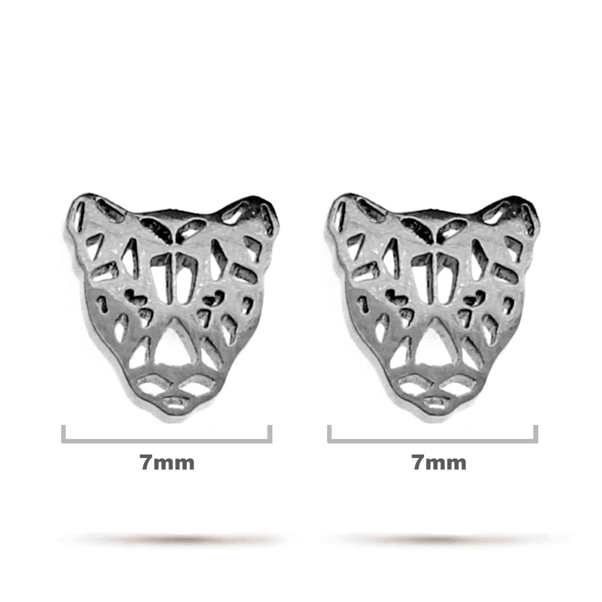 Aretes Acero Plateado Tipo Broquel Pantera Geometrica