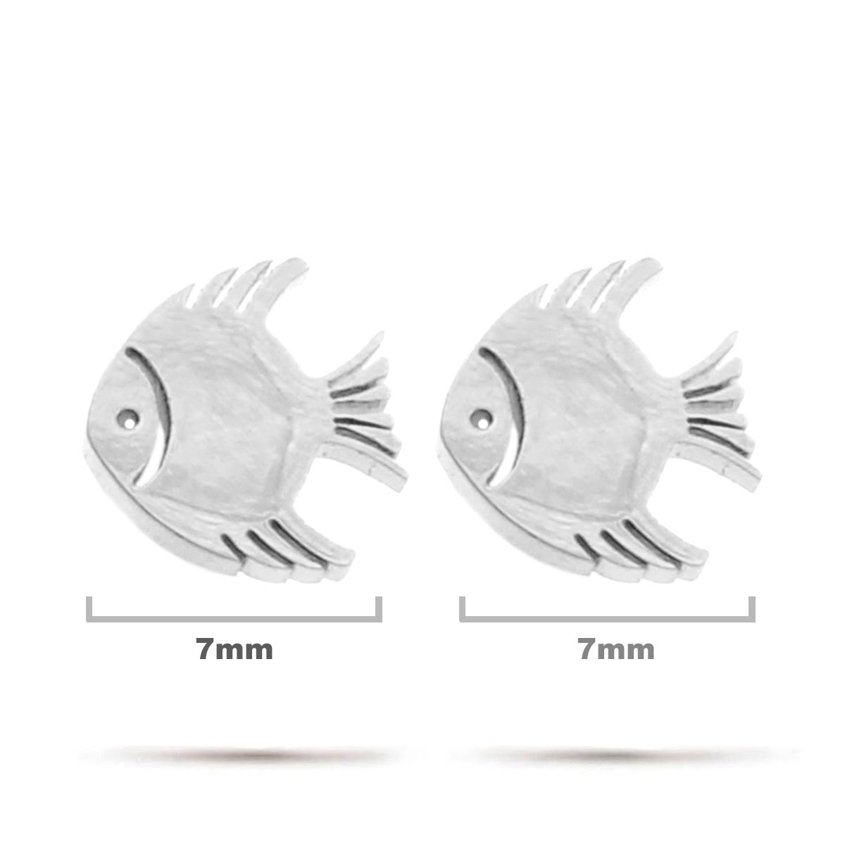 Aretes Acero Plateado Tipo Broquel Pez Dorado Pescado 1