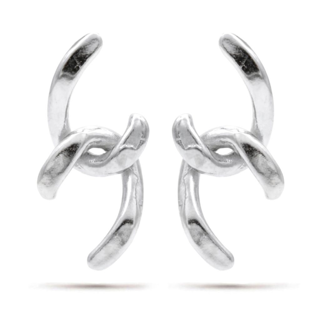 Aretes Acero Plateado Tipo Cadena Eslabon Medio Barbado