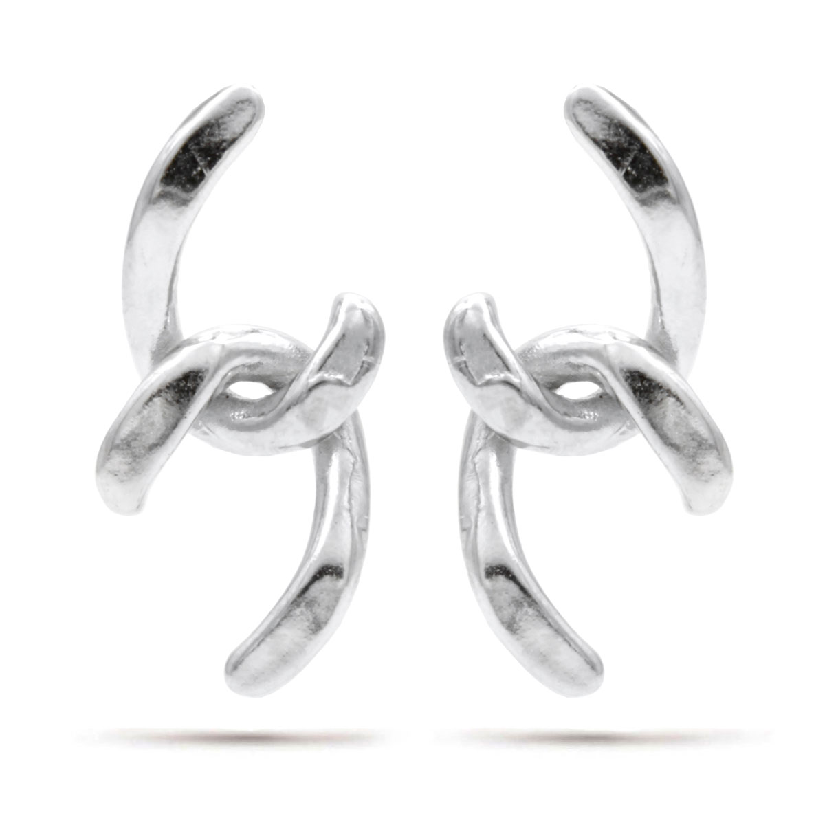 Aretes Acero Plateado Tipo Cadena Eslabon Medio Barbado