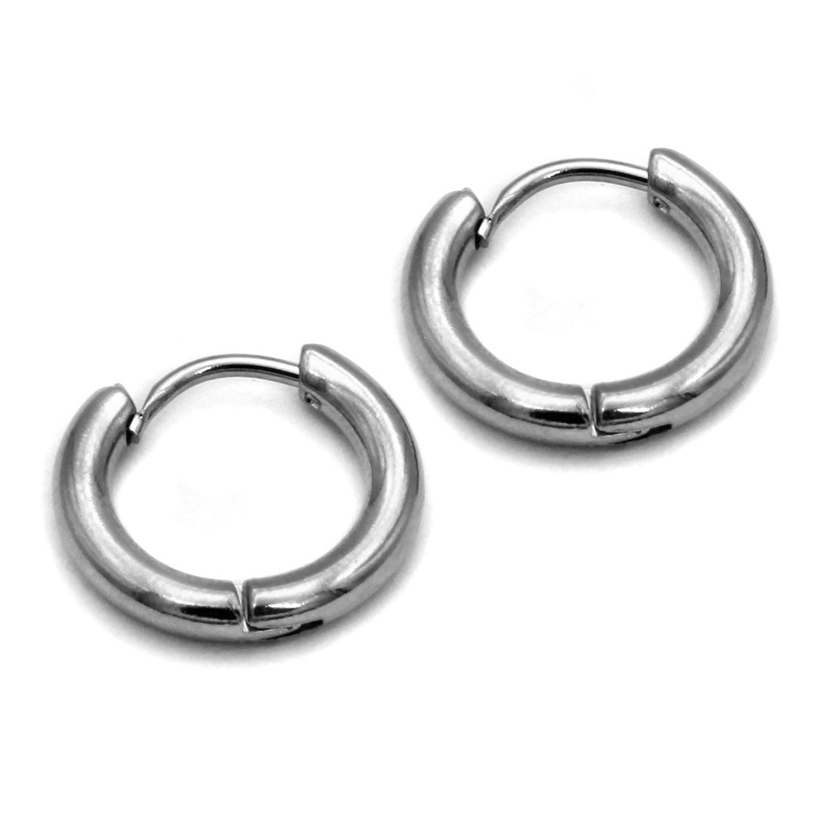 Aretes Acero Plateado Tipo Pendiente Aro Clasica 15mm 2