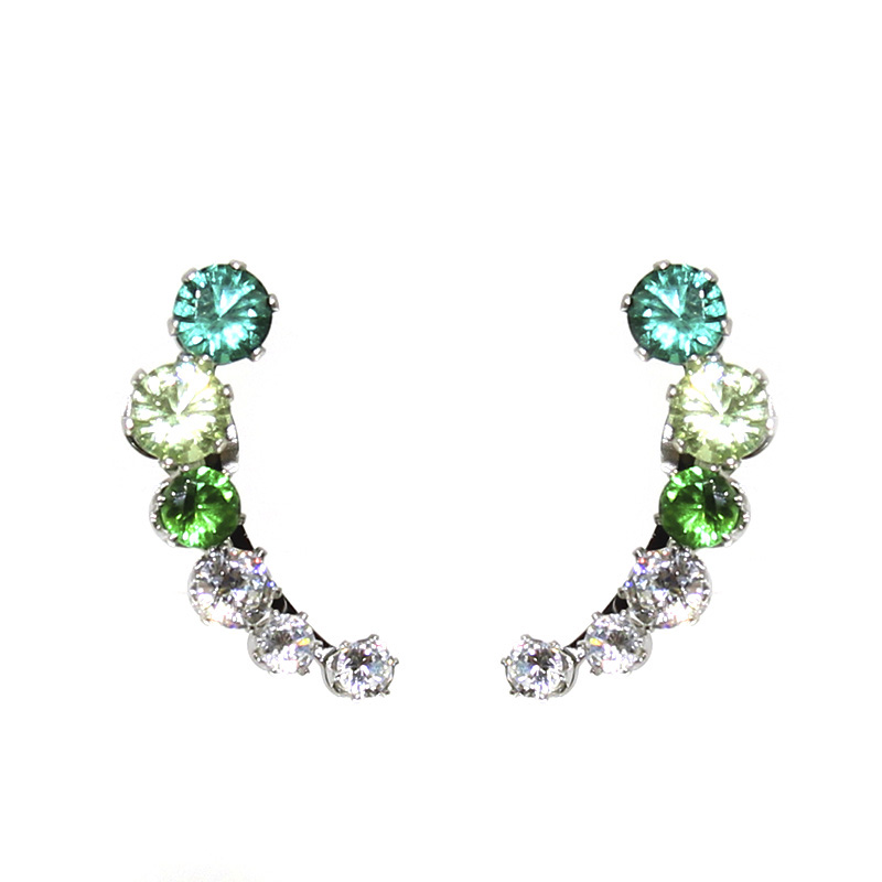 Aretes Acero Zirconia Verdes Transparentes