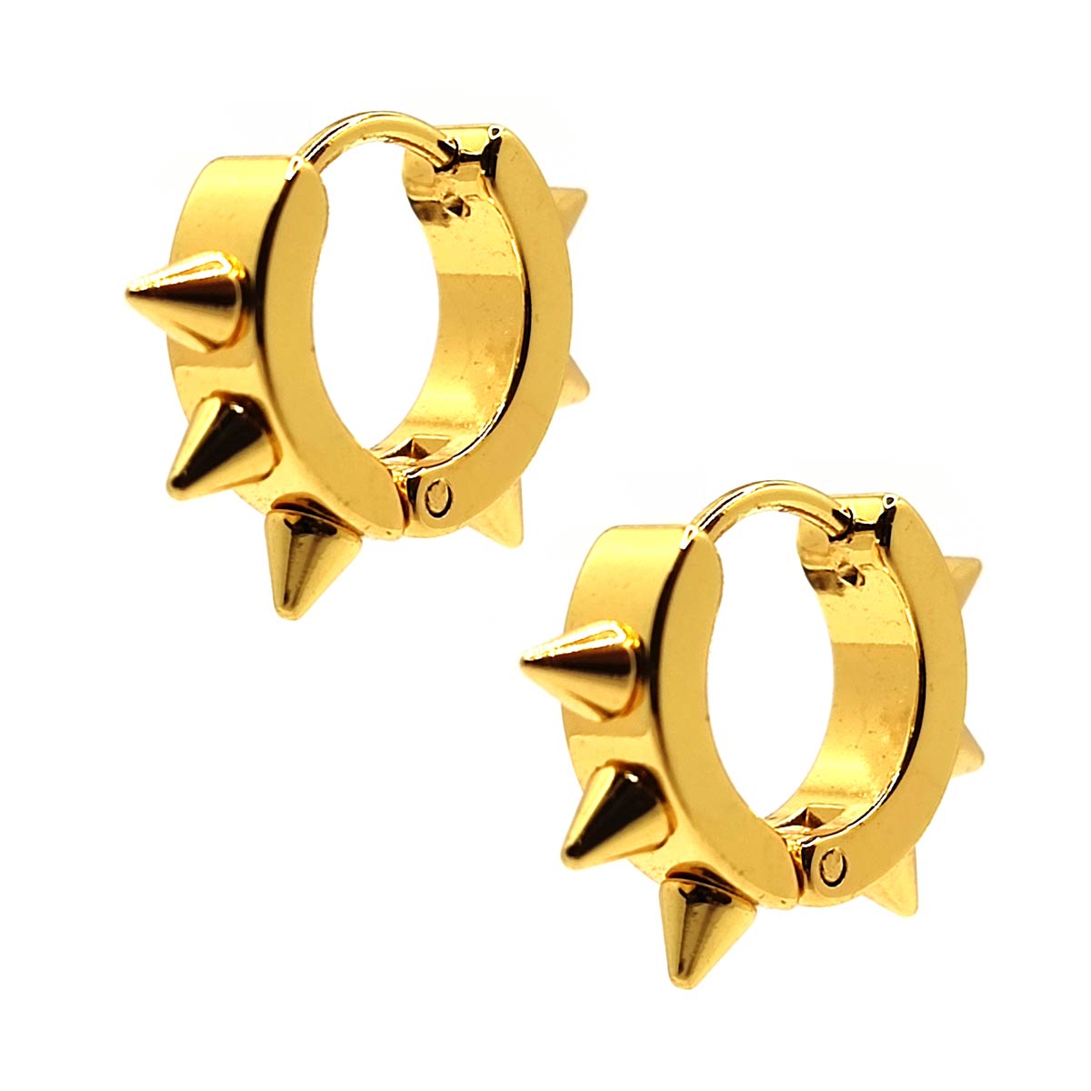 Aretes Huggies Con Picos Acero Dorado Para Mujer Rockstar 2