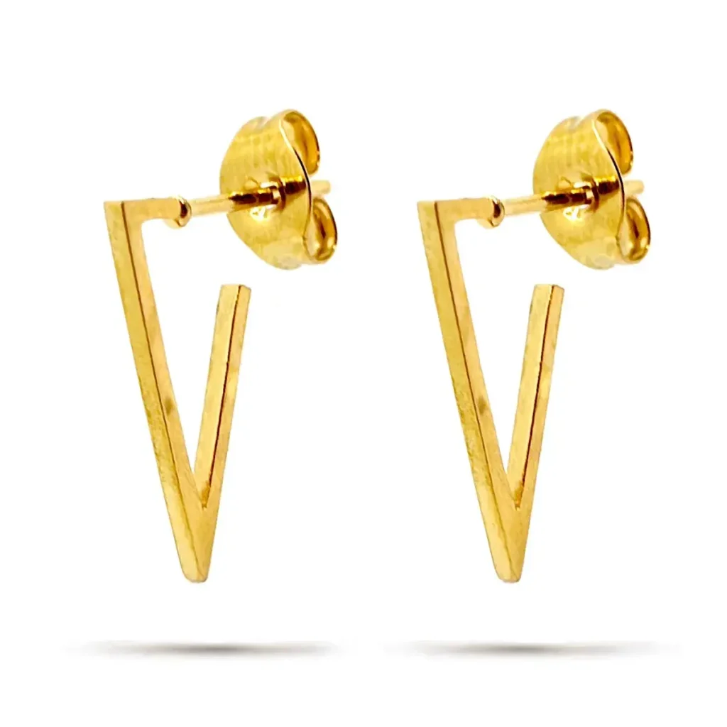 Aretes Mujer Acero Dorado Triangulos Isosceles Invertido