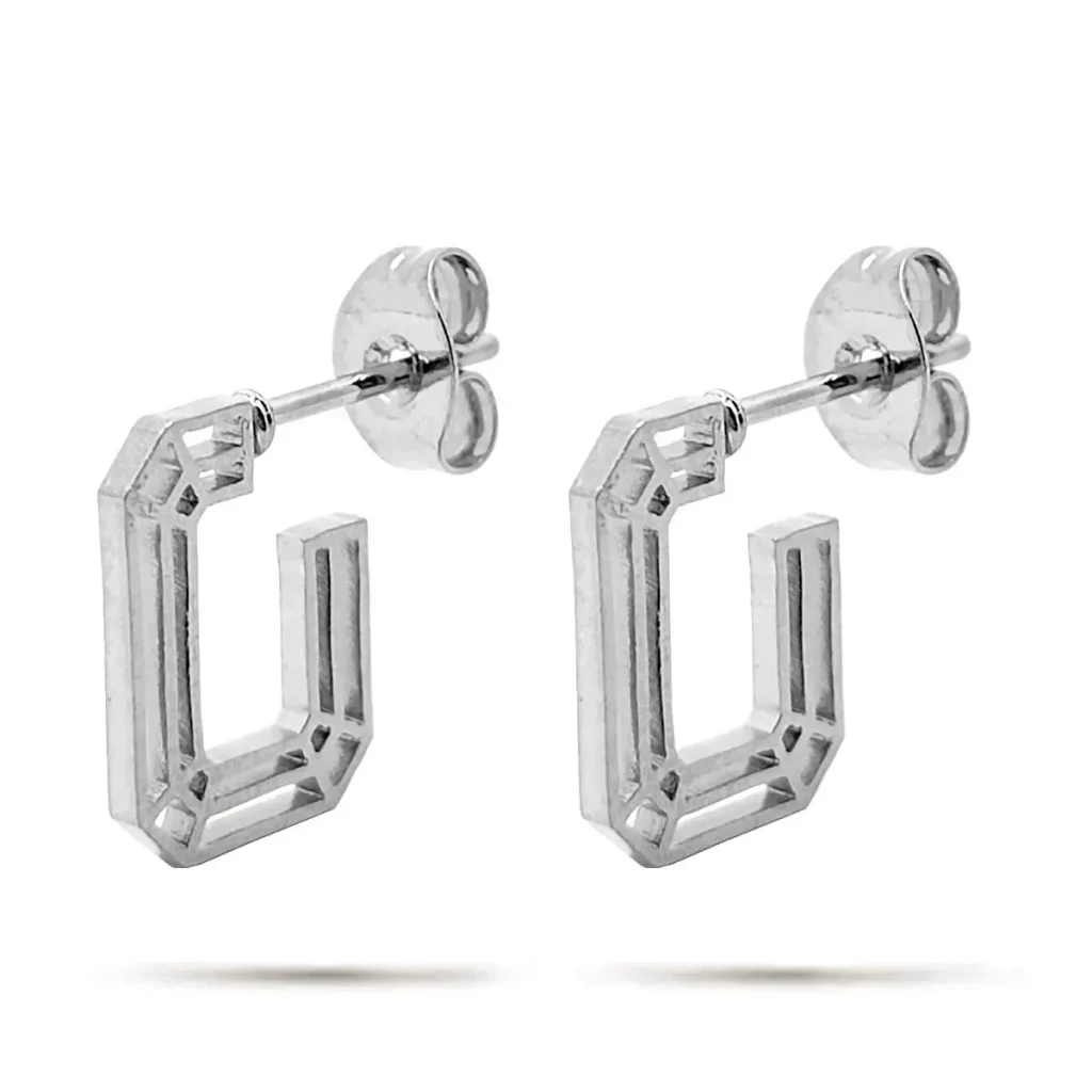 Aretes Mujer Acero Plateado Arracadas Cristales Rosa Lila 12 Aretes Mujer Acero Plateado Basico Trazos Geometricos Moda