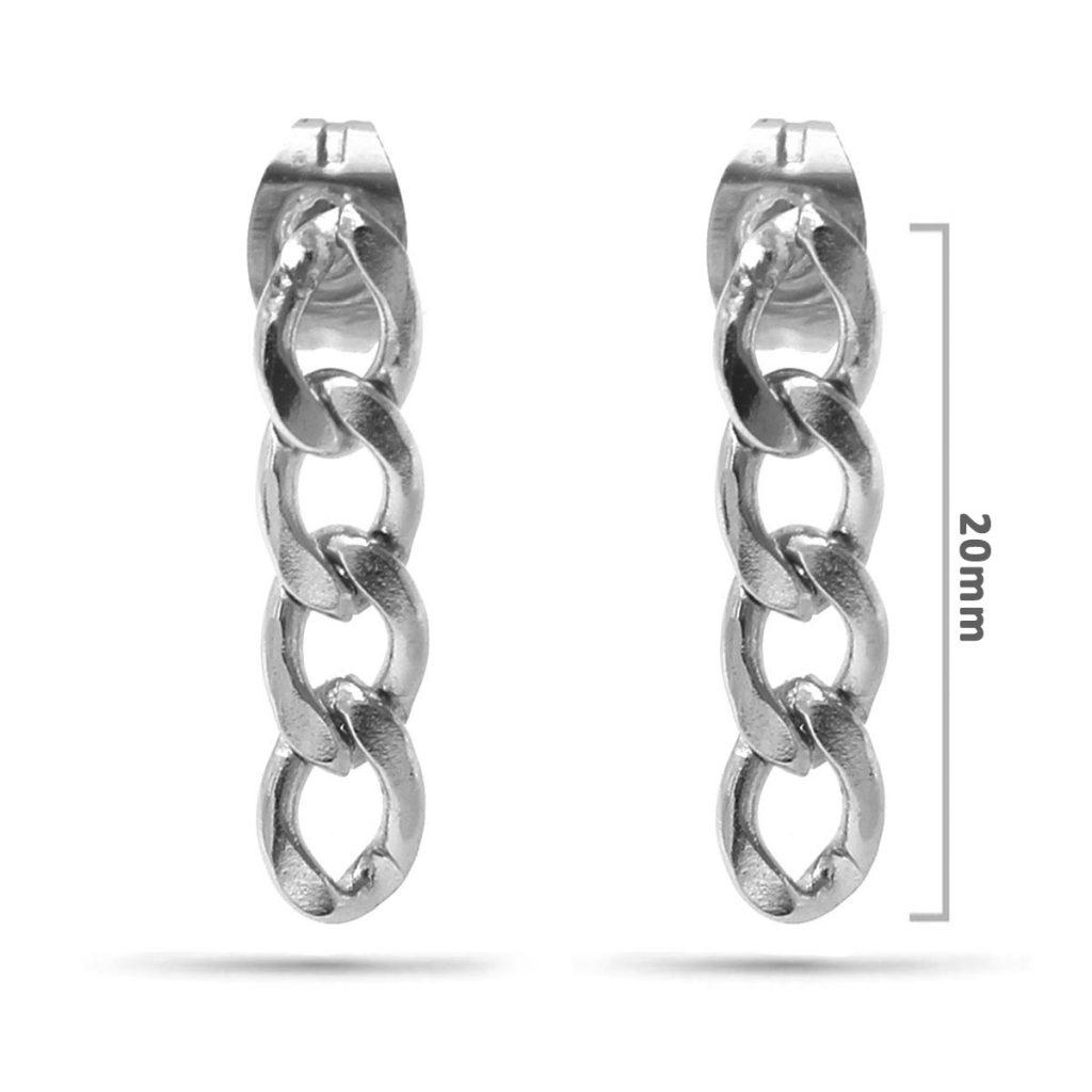 Aretes Tipo Arracada Acero Plateado Eslabon Barbado 20mm