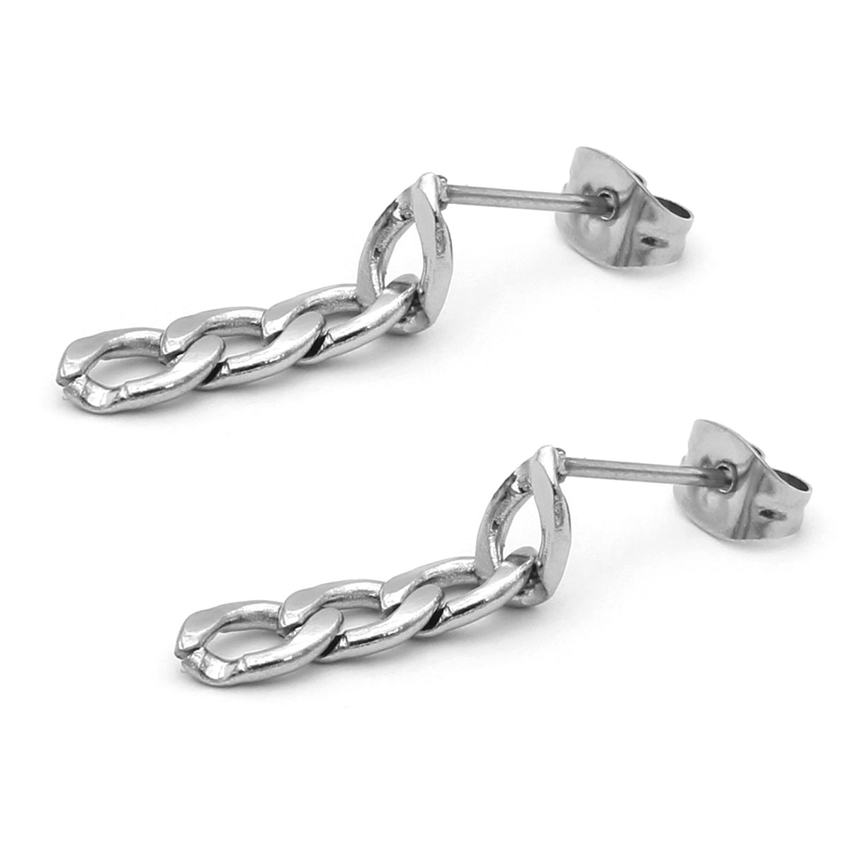 Aretes Tipo Arracada Acero Plateado Eslabon Barbado 20mm 2