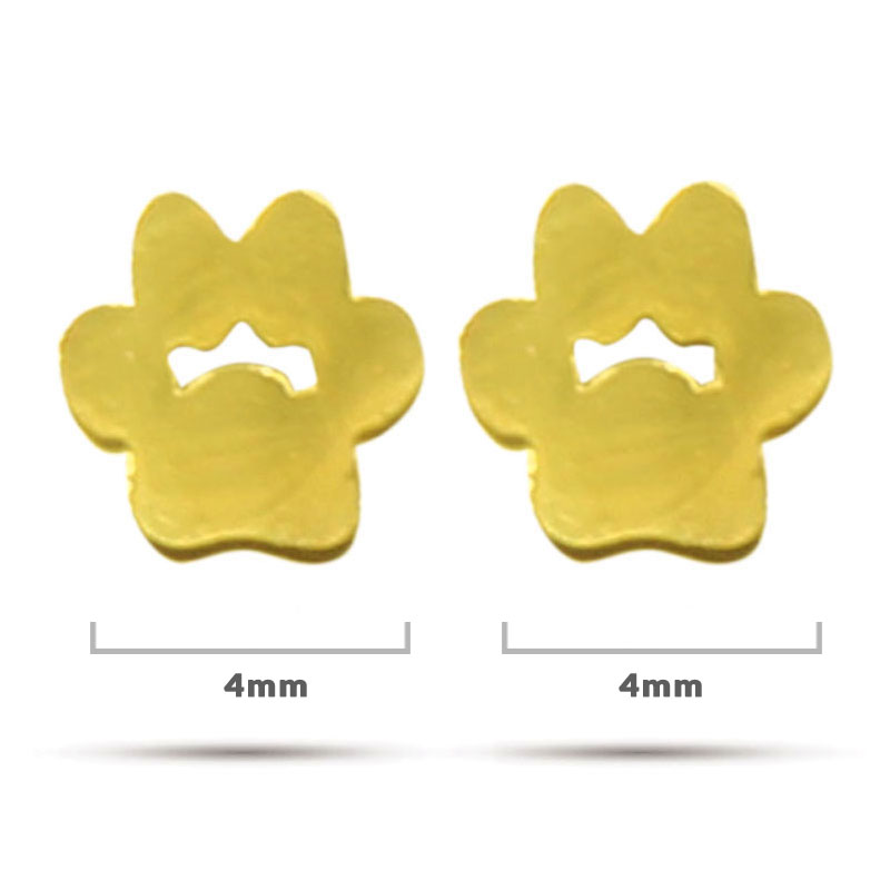 Aretes Tipo Broquel Acero Dorado Petit Huella Mascota5