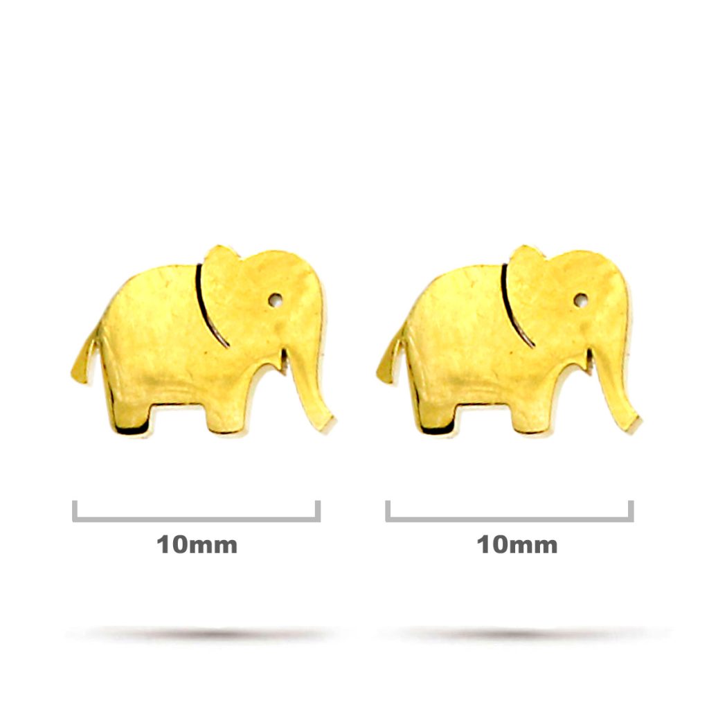 Aretes Tipo Broquel Dormilon Acero Dorado Elefante