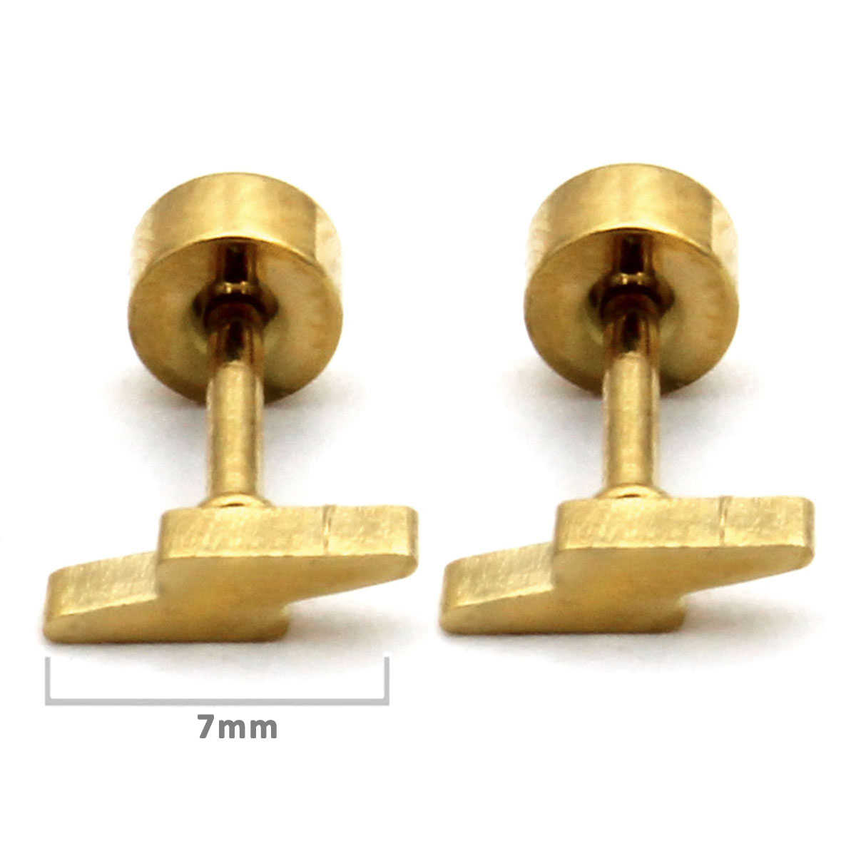 Aretes Tipo Broquel Dormilon Acero Dorado Mini Rayo