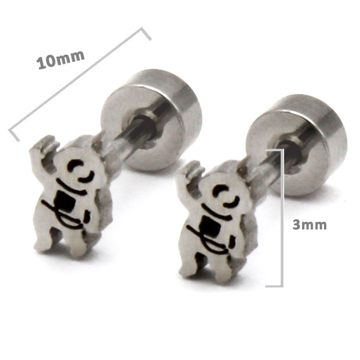 Aretes Tipo Broquel Dormilon Acero Plateado Astronauta 2