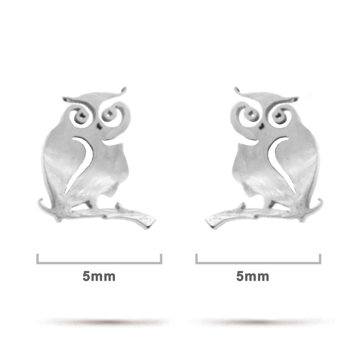 Aretes Tipo Broquel Dormilon Acero Plateado Buho en Rama
