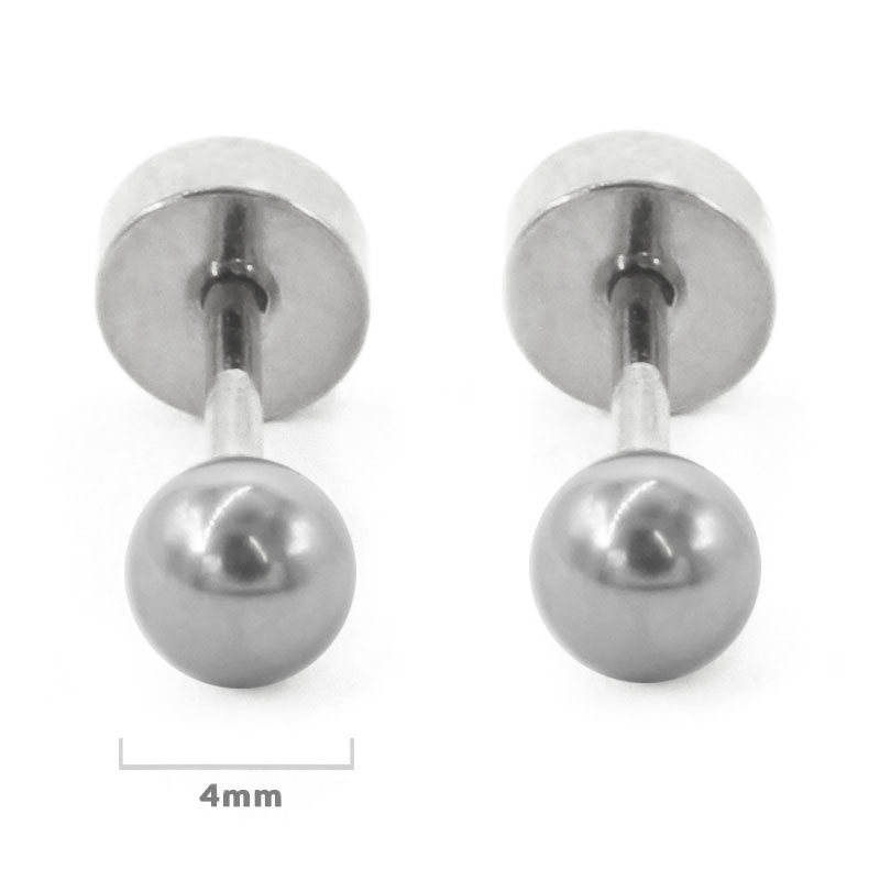 Aretes Tipo Broquel Dormilon Acero Plateado Circulo Bola 25