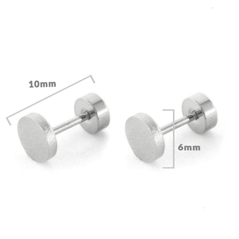 Aretes Tipo Broquel Dormilon Acero Plateado Cirulo Liso