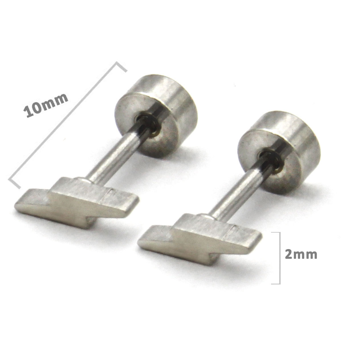 Aretes Tipo Broquel Dormilon Acero Plateado Mini Rayo 2