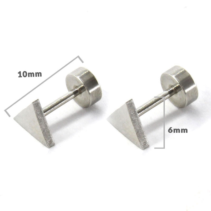 Aretes Tipo Broquel Dormilon Acero Plateado Triangulo 29