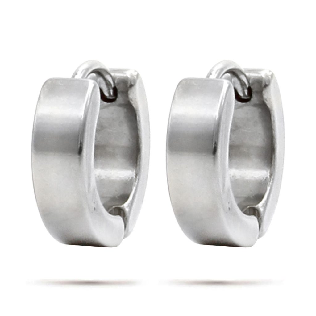 Aretes Tipo Huggies Acero Inox Plateado Arracadas Lisas